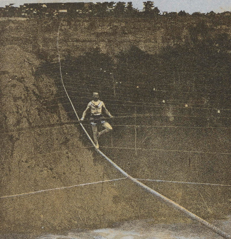 Blondin crossing Niagara Gorge, c. 1859