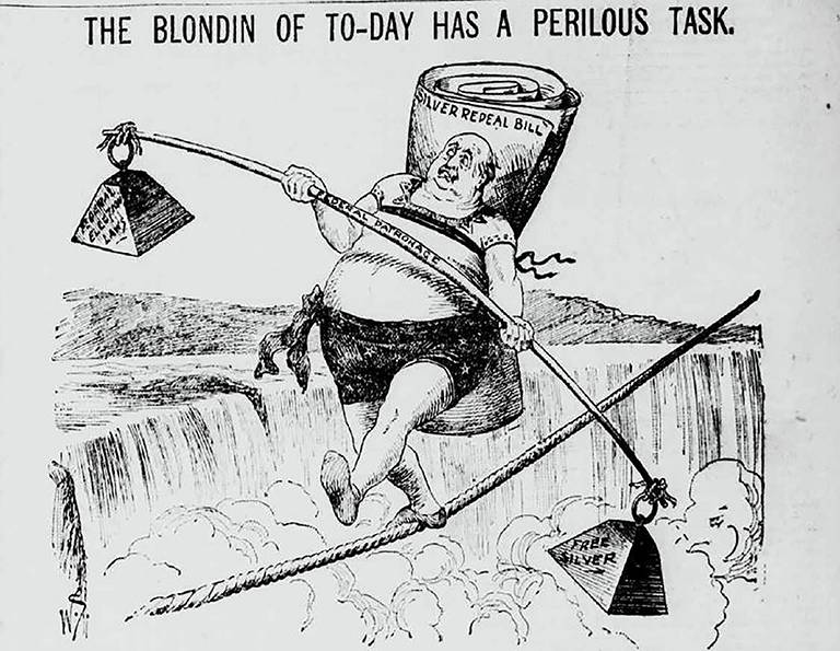 Cartoon, 1893. Grover Cleveland, President of the USA
