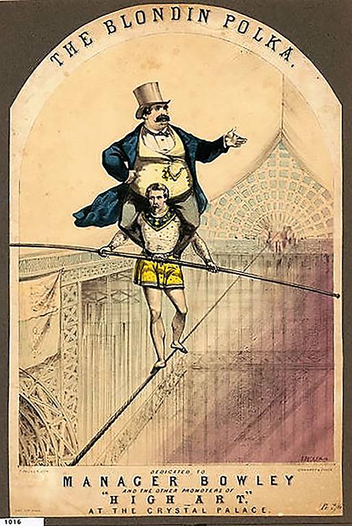 Music, 1861. Blondin portant Bowley