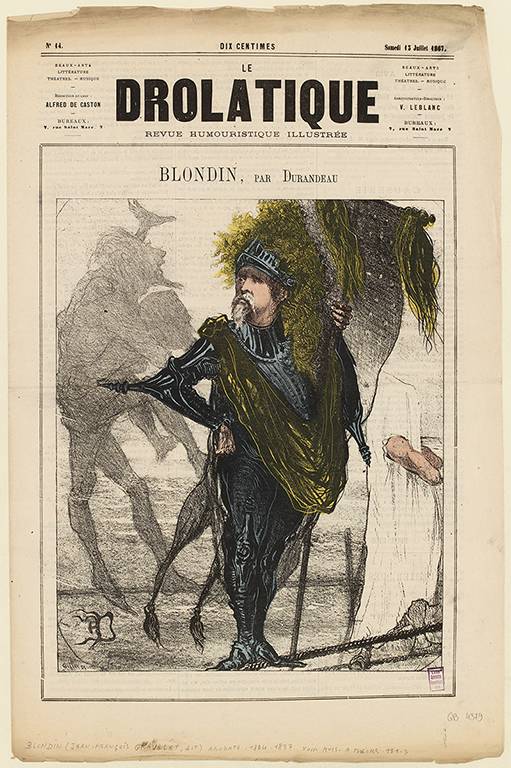 Blondin by Édouard Durandeau, title page caricature in Le Drolatique, no. 14, 13 July 1867